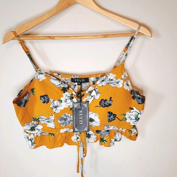 NWT Vutti Floral Crop Top Bandeau - Picture 1 of 3